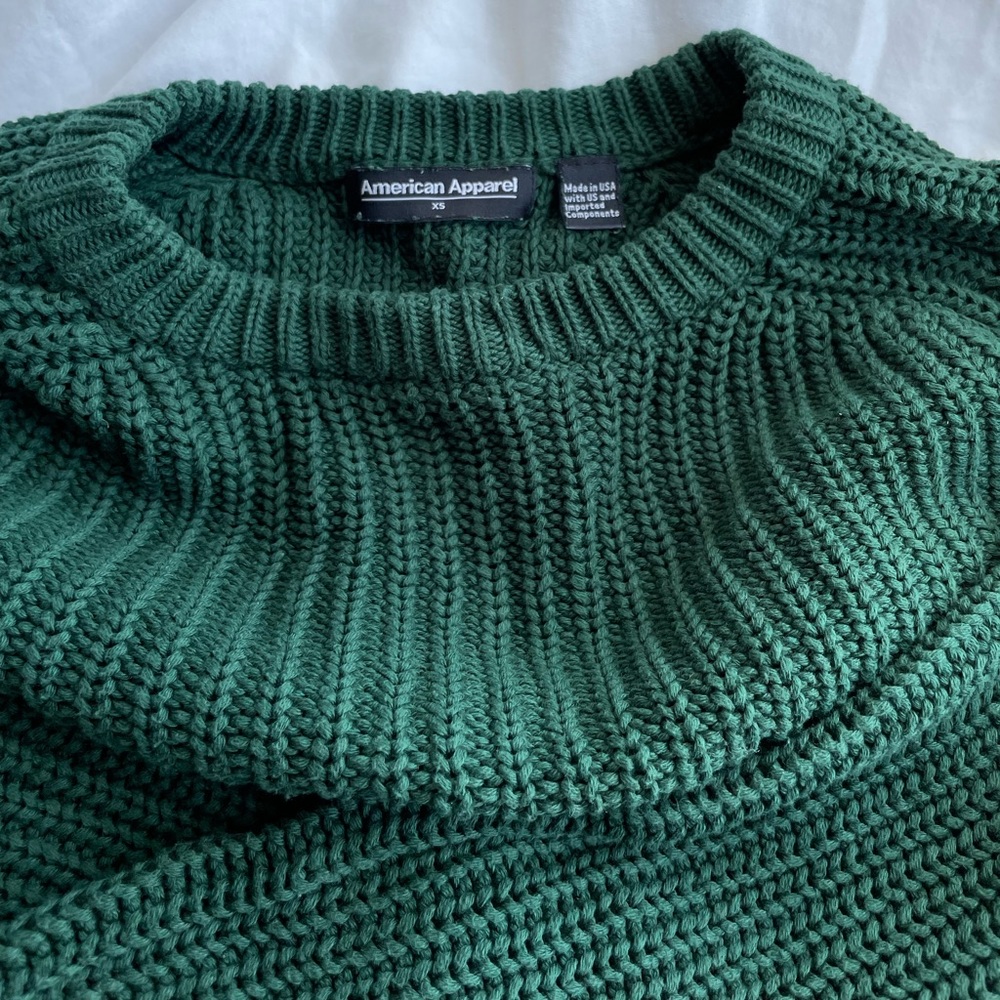 green cropped sweater